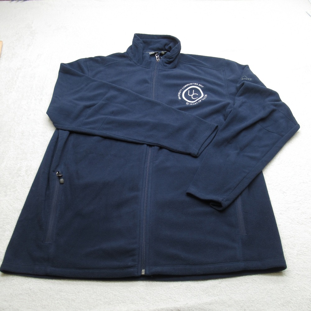 Eddie Bauer Jacket Mens XL Navy Full-Zip Microfleece Pockets Logo‎ Outdoor